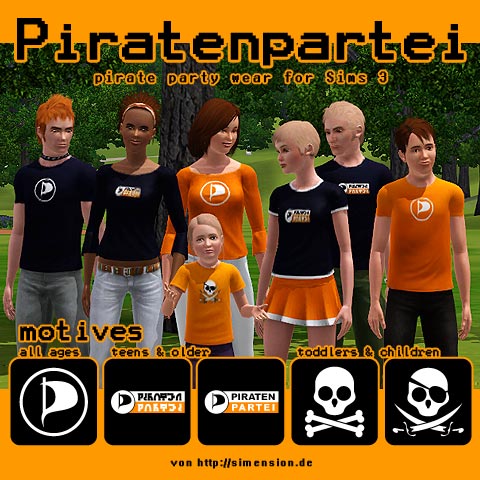 Piratenpartei - pirate party wear for your sims