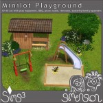 Playground with play equipment and picnic table