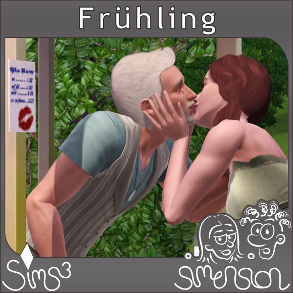 Kusskabine auf dem Festgelände mit küssenden Sims