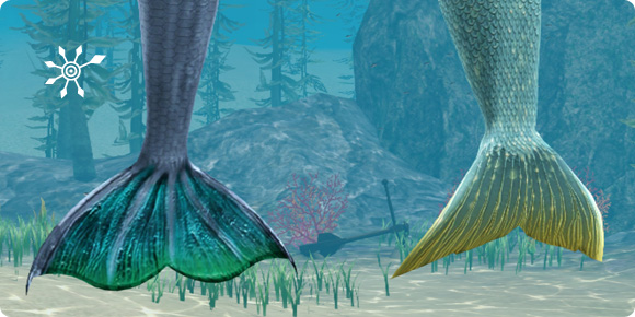 Flossenformen der weiblichen und männlichen Meerjungfrauen