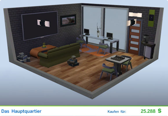 Die Sims 4 Karriere Technikguru, Berufszweig Startup: Gestaltetes Zimmer Das Hauptquartier