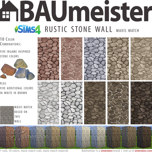 Sims 4 Download – BAUmeister Rustikale Steinwand Maxismatch