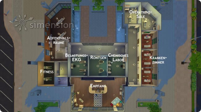 Grundriss des Sims 4 Krankenhauses