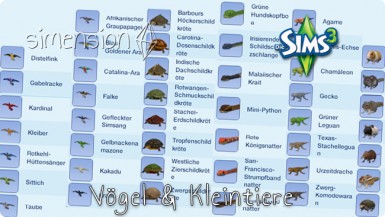 Die Sims 3 Vögel und Kleintiere